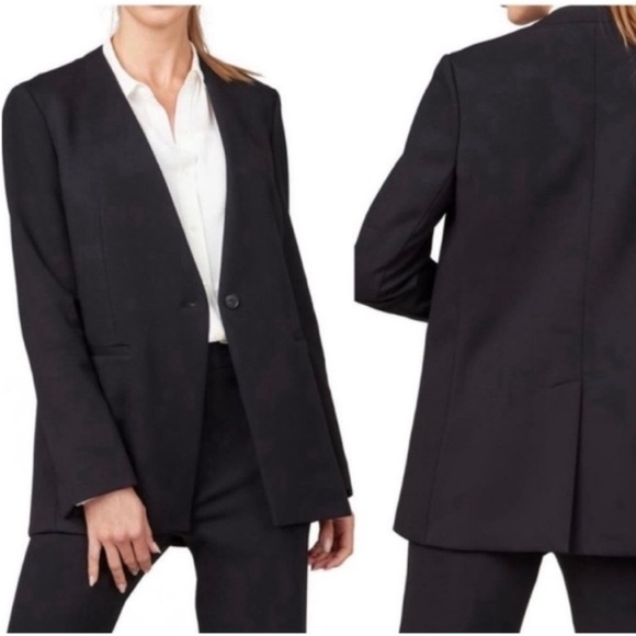 Worn 1x SPANX the perf pefect collarless blazer black comfortable ponte fabric - Picture 2 of 8